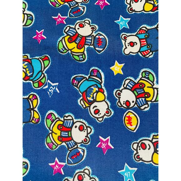 Garment Fabric By The Yard Cotton Blue Football Bears Childrens Stars Kids Craft - Picture 4 of 4